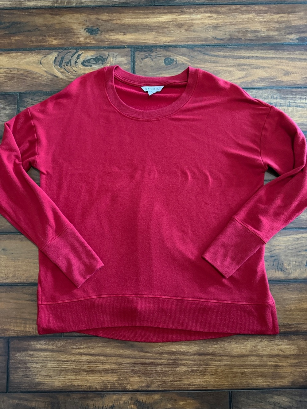 Athleta Lightweight Red Crewneck Sweater With Side Slits